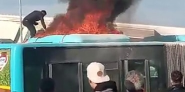 Erzurum’da seyir halindeki halk otobüsü alev aldı - erzurum halk otobusu
