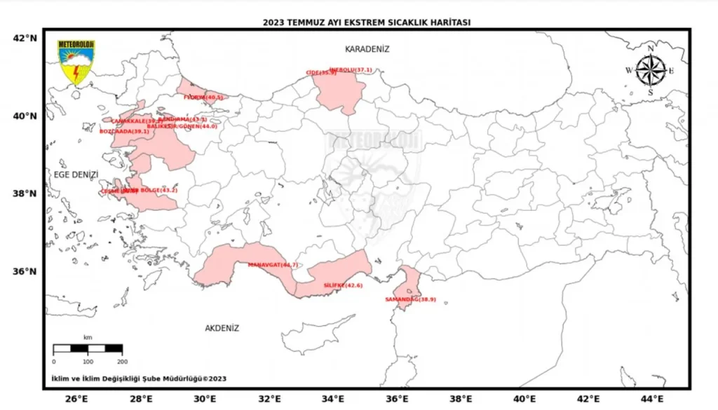 Türkiye yanıyor: 53 yılın en sıcak 10. Temmuz’u - sicaklik haritasi